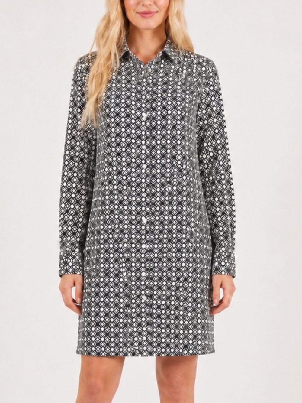 Lilly Pulitzer Black White Geometric Linen Shirt Dress Tunic XS 6102
